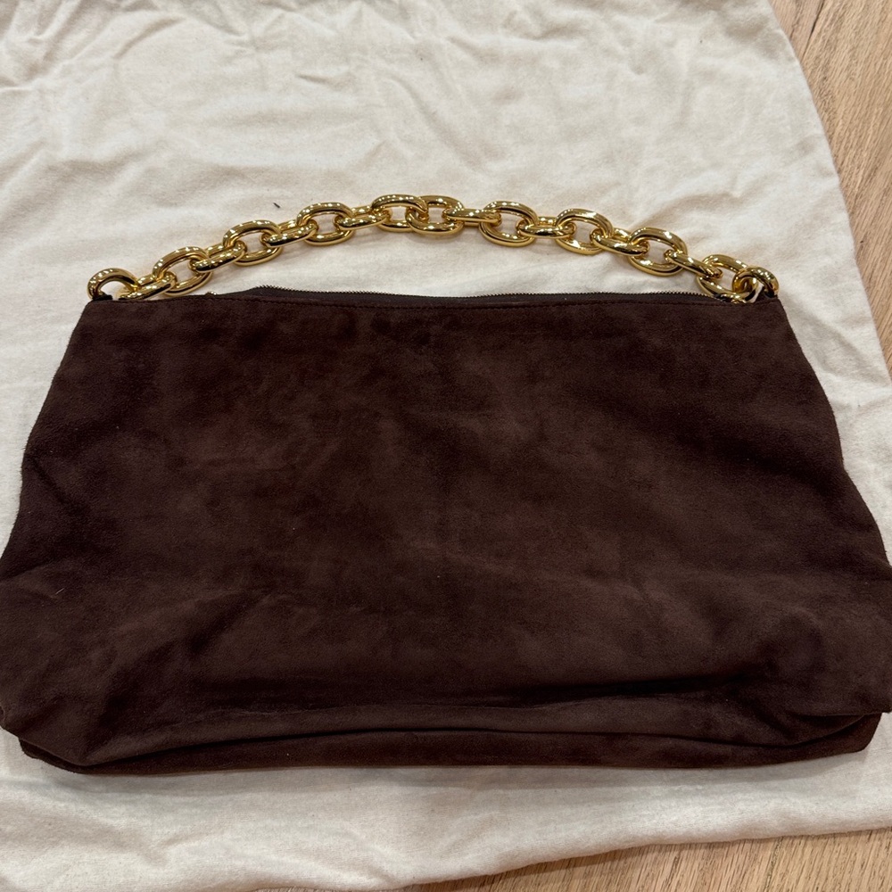 KHAITE Chocolate Suede Bag with Gold Chain - Picture 9 of 9
